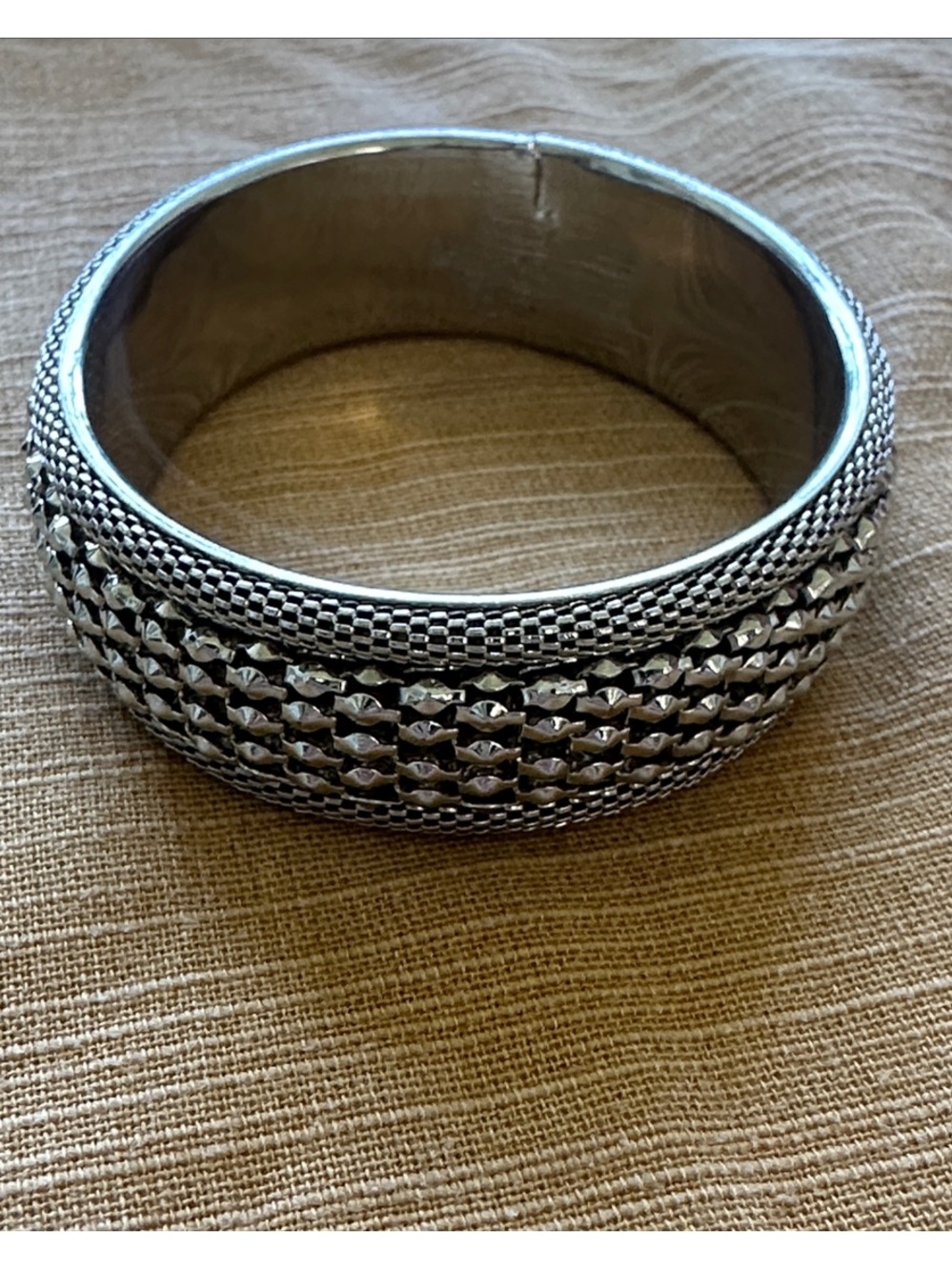 Silver Tone Chain Metal and Mesh Bangle